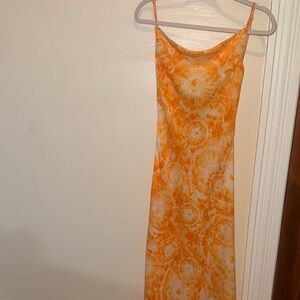 Orange Tie-Dye Slip Dress